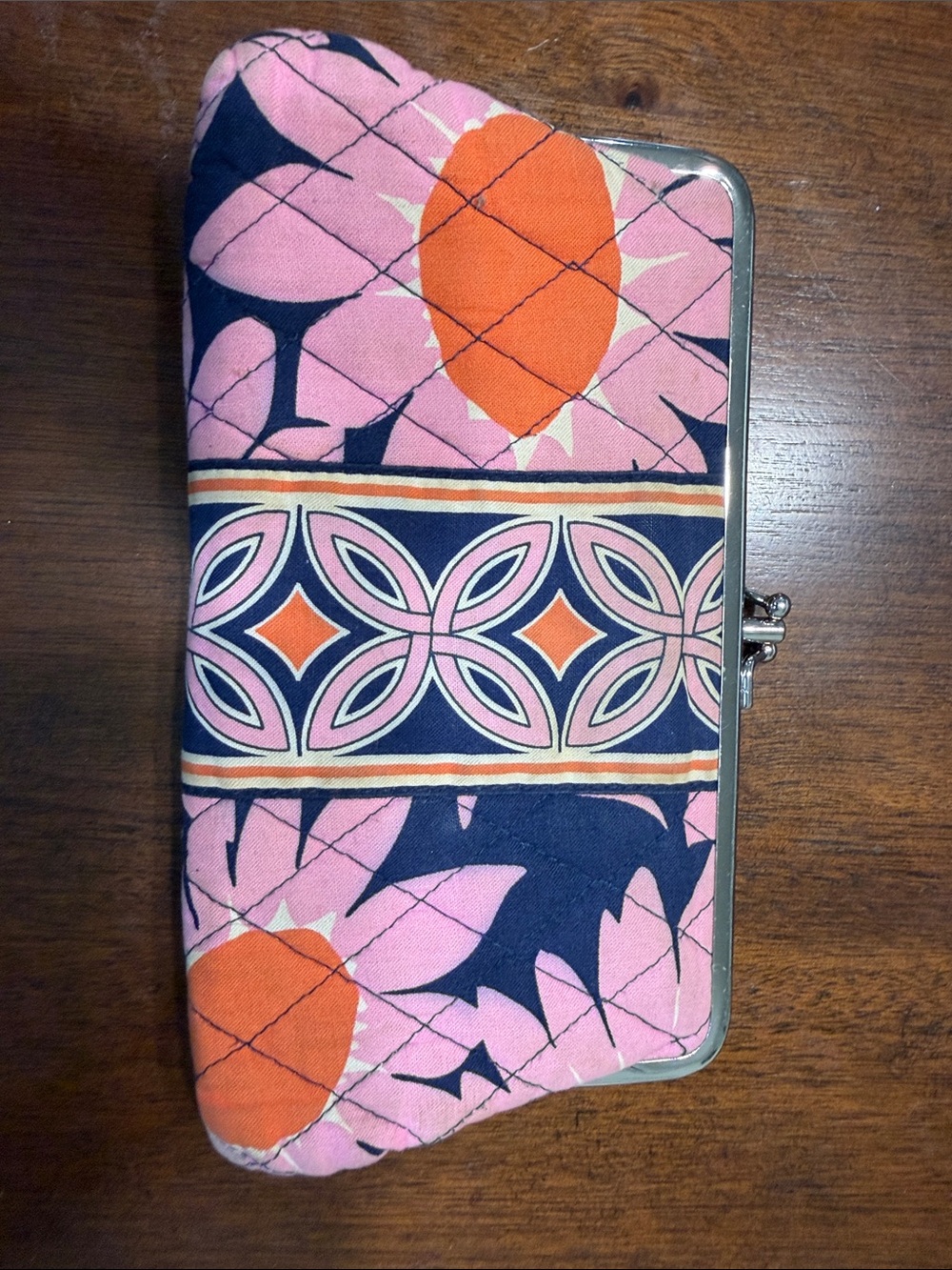 Vera Bradley Navy Quilted Kiss-Lock Wallet
